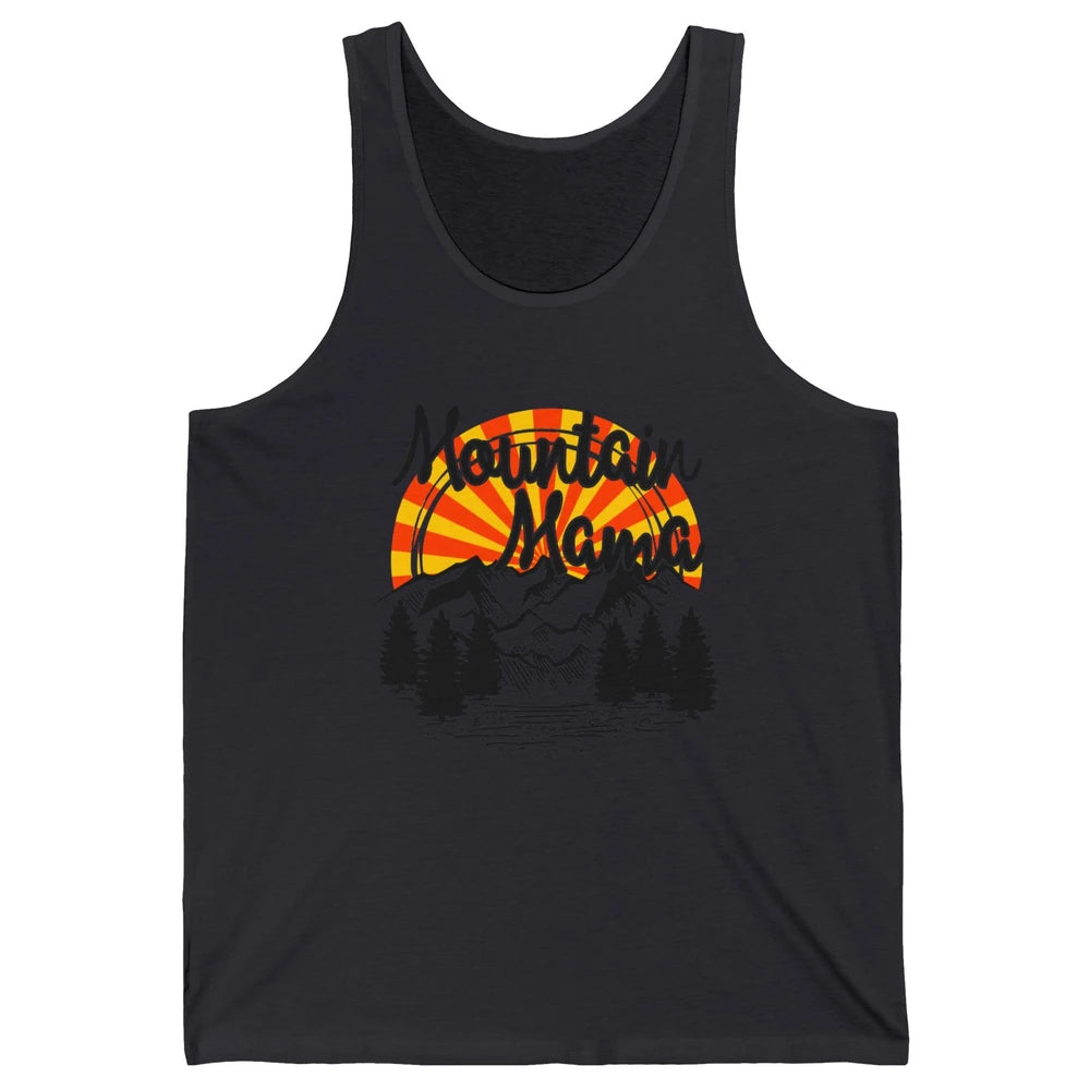 Retro Rainbow Sunset Mountain Mama Hiking Mom Climbing Unisex Jersey Tank