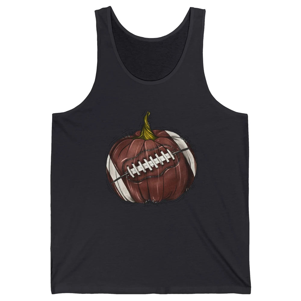 Football Pumpkin Tis The Season Fall Leaves Autumn Halloween Unisex Jersey Tank