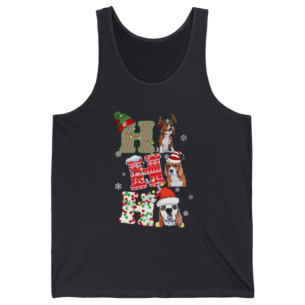 Funny Beagle Christmas Light Santa Beagle Reindeer Snowflake Unisex Jersey Tank