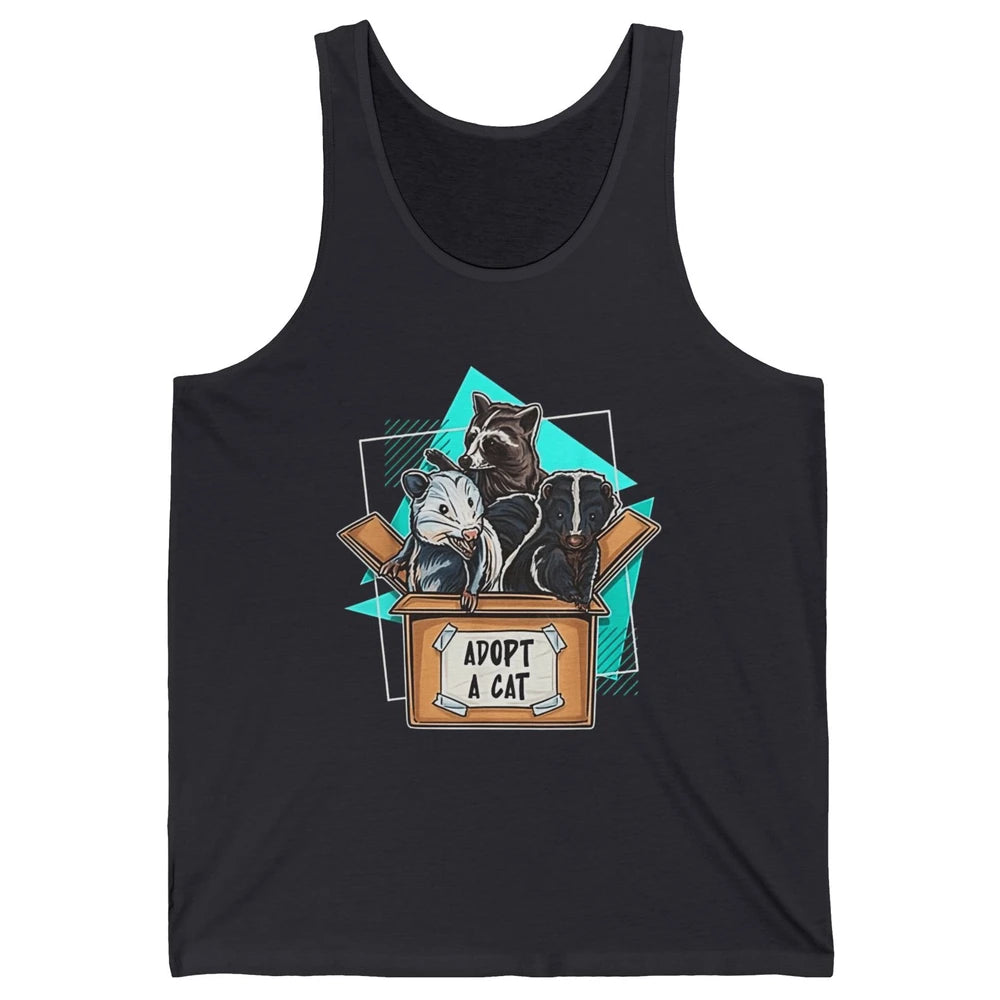 Adopt Forbidden Cats In Box Raccoon Skunks Possum Vaporwave Unisex Jersey Tank