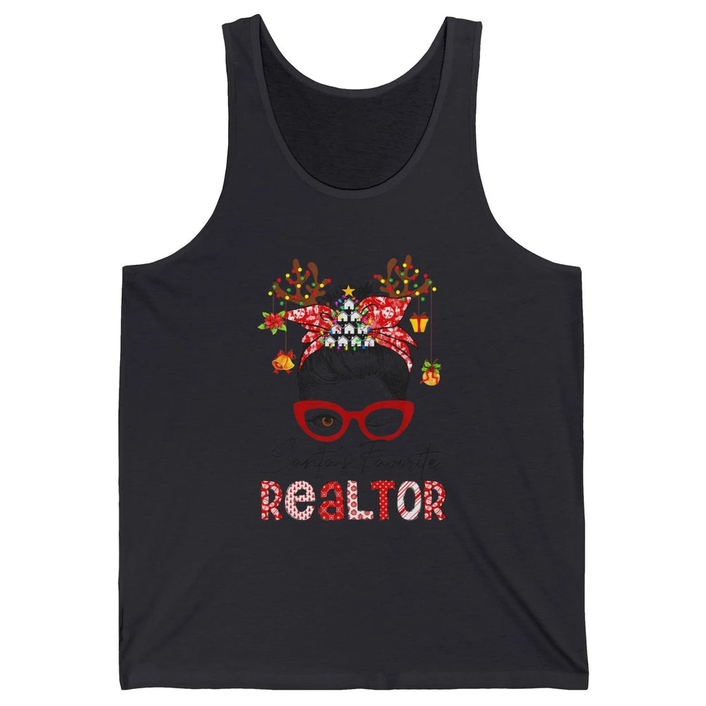 Merry Christmas Xmas Santa Messy Hair Realtor Real Estate Unisex Jersey Tank