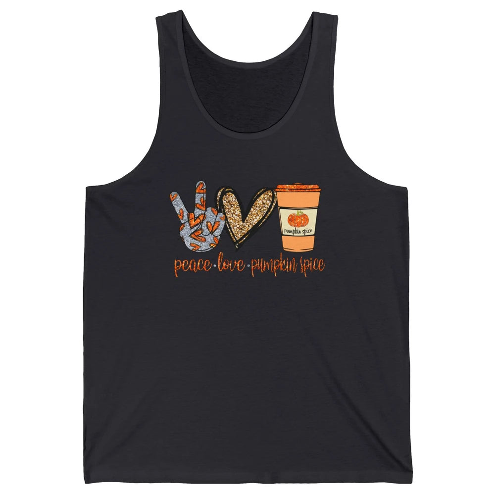 Peace Love Fall Pumpkin Spice Fall Halloween Thanksgiving Unisex Jersey Tank