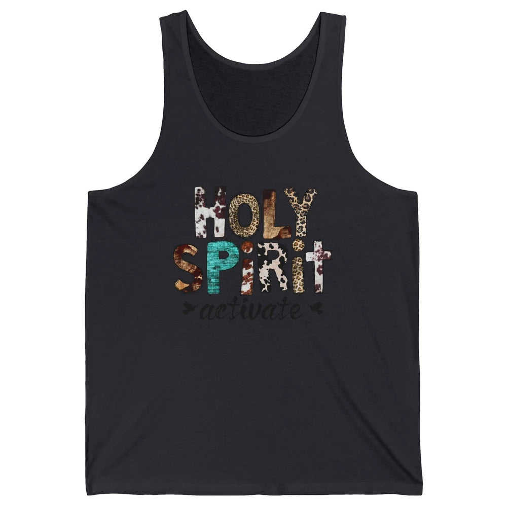 Retro Leopard Holy Spirit Activate Cowboy Rodeo Western Girl Unisex Jersey Tank