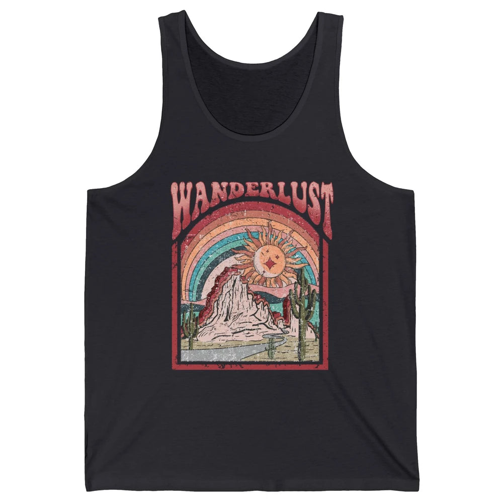 Retro Wanderlust Desert Cactus Wander Boho Adventure Western Unisex Jersey Tank