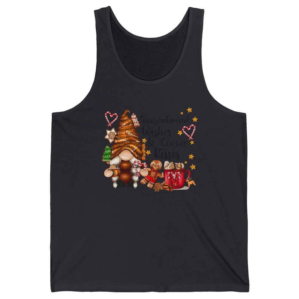 Retro Christmas Gnome Gingerbread Wishes and Cocoa Kisses Unisex Jersey Tank