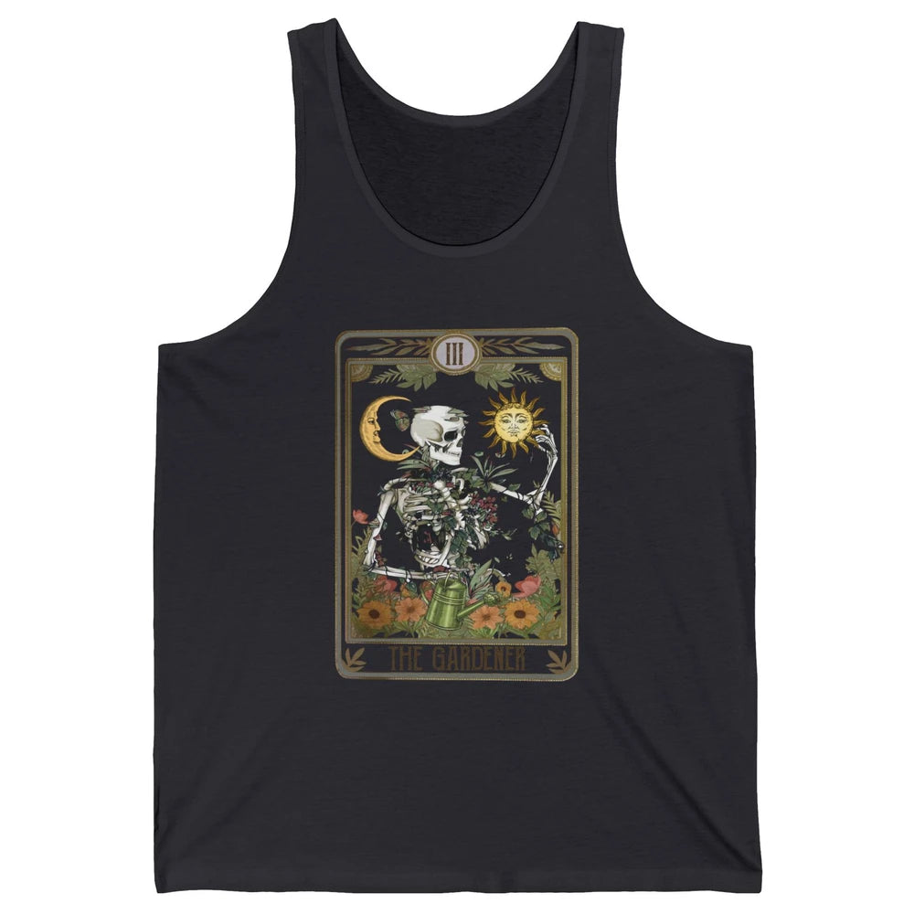 Floral Skeleton Gardening Tarot The Gardener Plant Lovers Unisex Jersey Tank