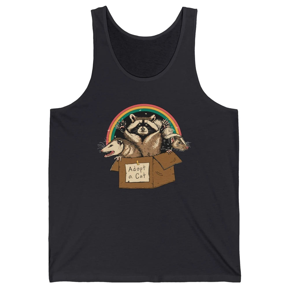 Adopt Forbidden Cats In Box Raccoon Skunks Possum Cat Lovers Unisex Jersey Tank