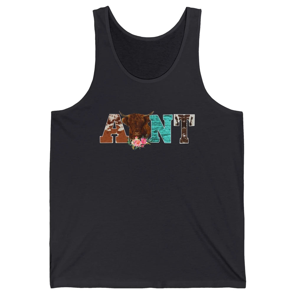 Cowhide Highland Cow Aunt Cow Western Country Heifer Auntie Unisex Jersey Tank