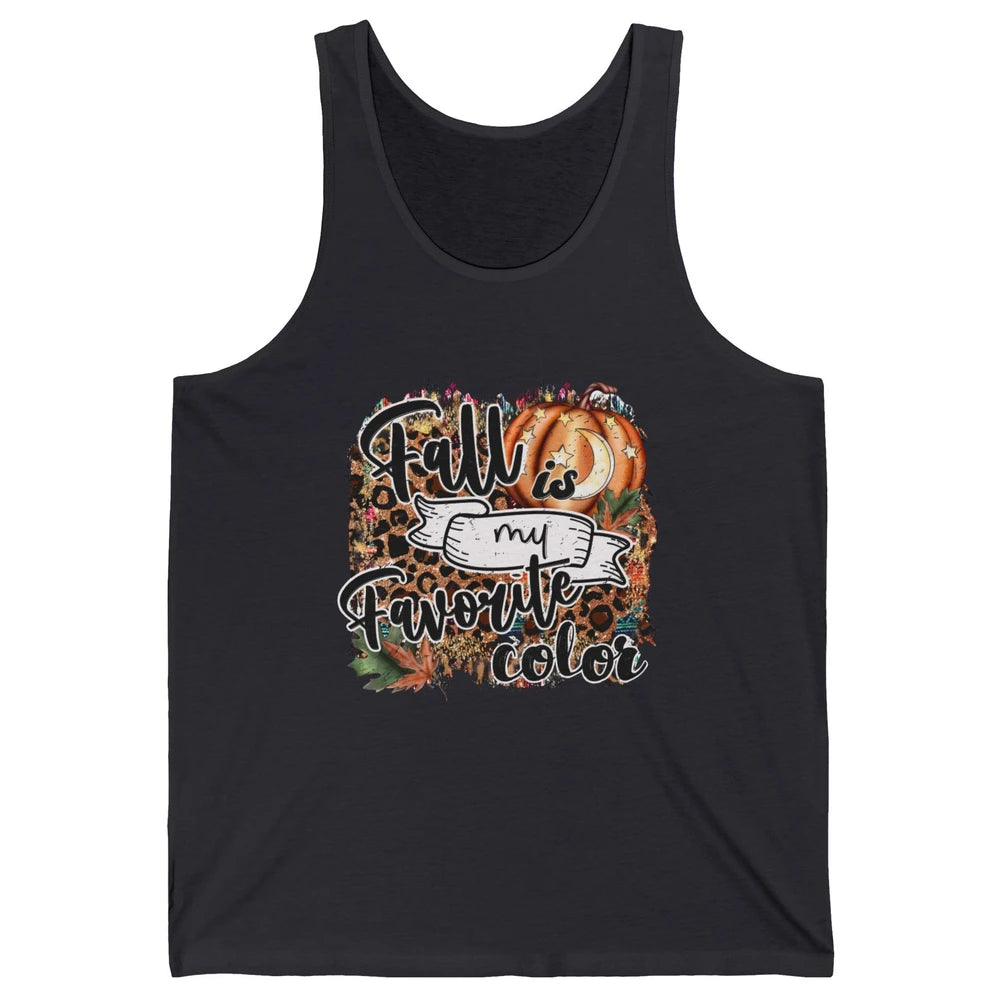 Retro Pumpkin Fall Is My Favorite Color Leopard Autumn Gift Unisex Jersey Tank