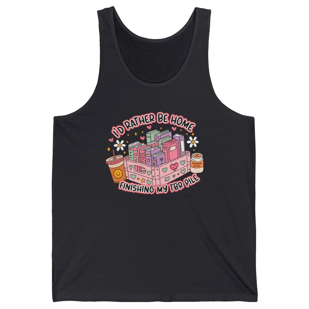Retro Groovy TBR Book Readers Be Home Finishing My TBR Pile Unisex Jersey Tank