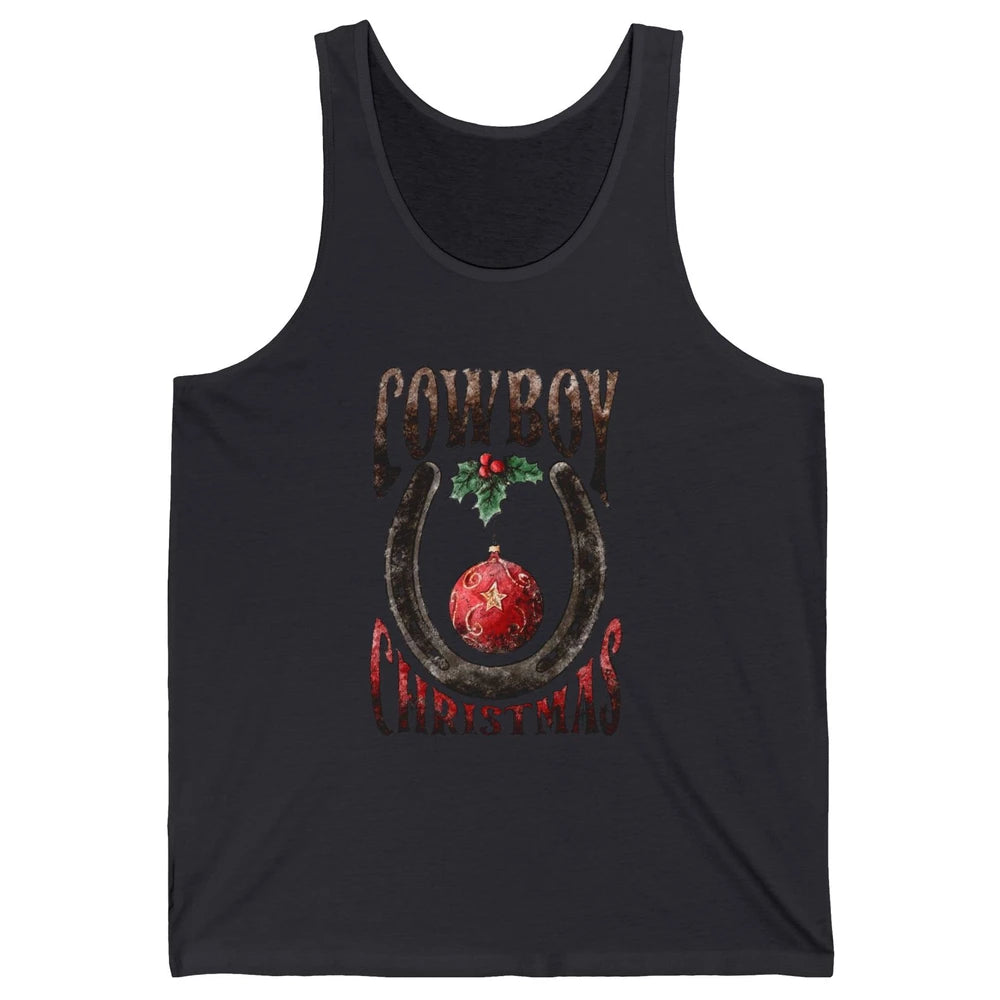 Christmas Cowboy Horseshoe Xmas Balls Western Christmas Unisex Jersey Tank