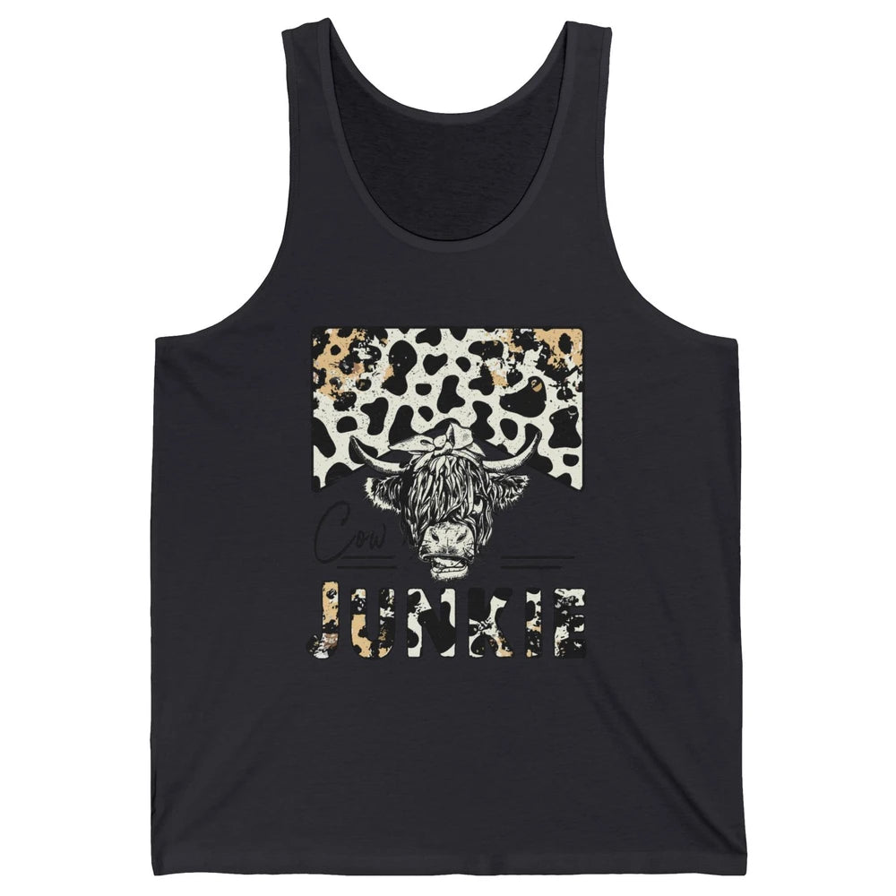 Leopard Highland Cow Bandana Cow Junkie Western Country Gift Unisex Jersey Tank