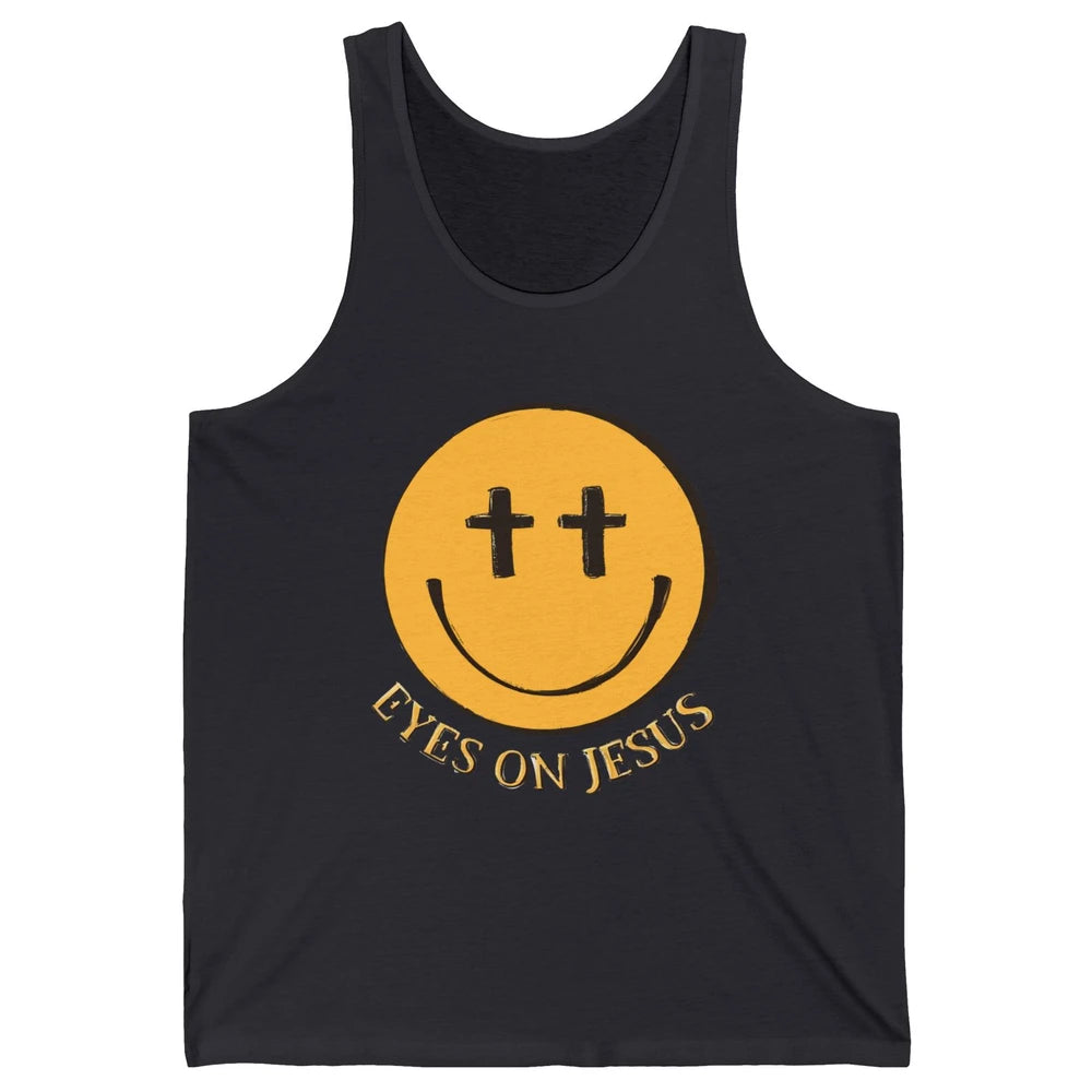 Retro Smiling Face Eyes On Jesus Christian Faith Religious Unisex Jersey Tank