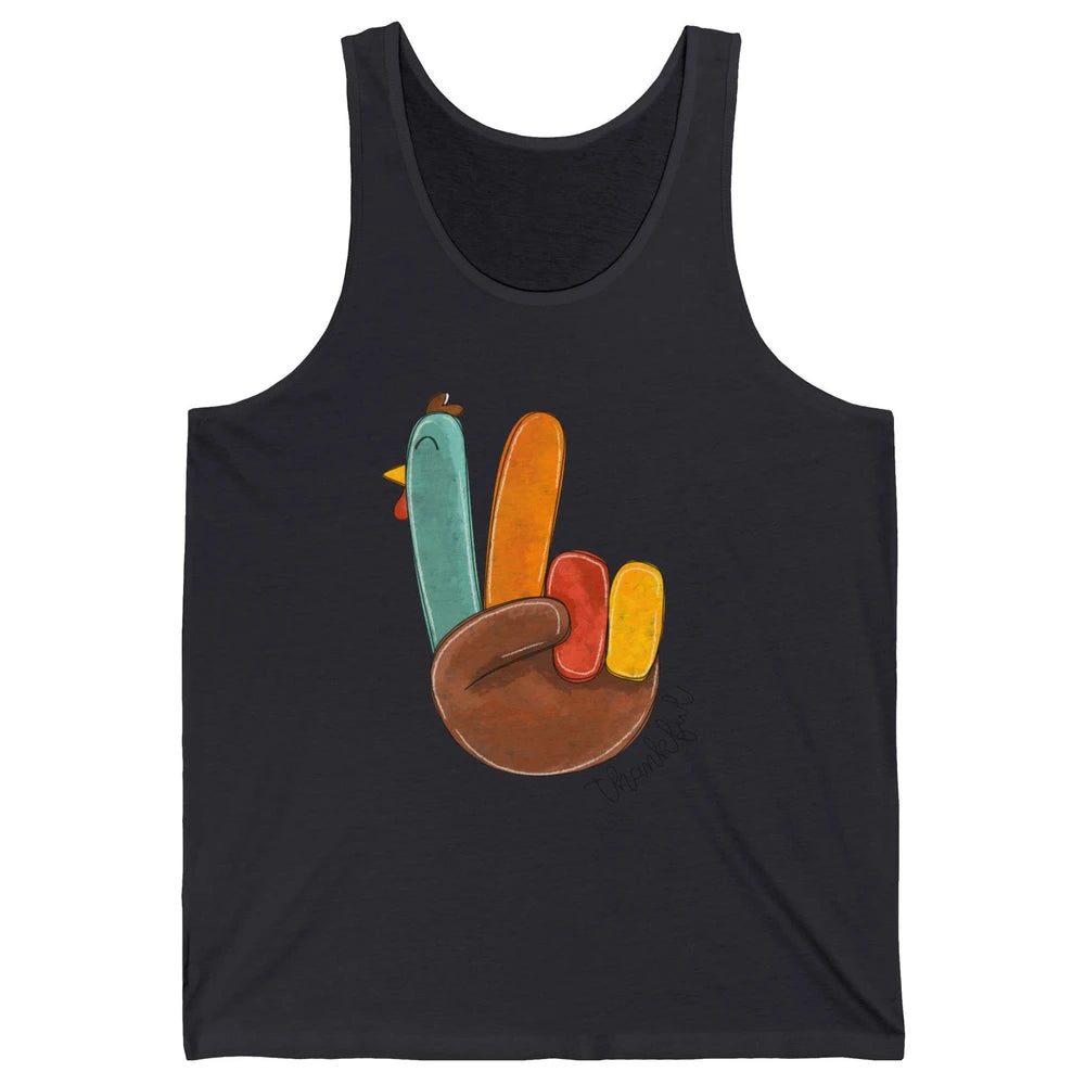 Funny Turkey Peace Sign Thankful Thanksgiving Gift Halloween Unisex Jersey Tank