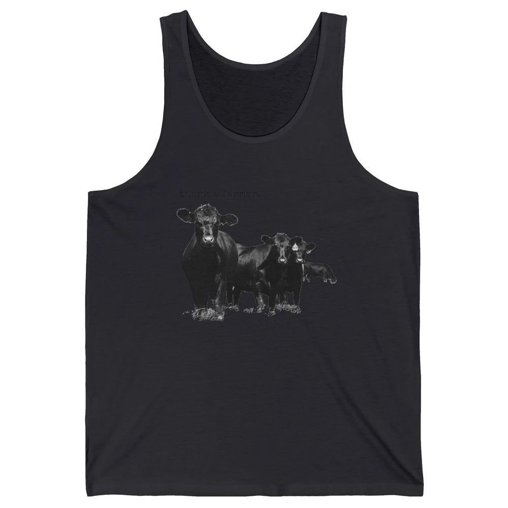 Funny Cow Gang Thank A Farmer Farm Animals Cattles Western Unisex Jersey Tank