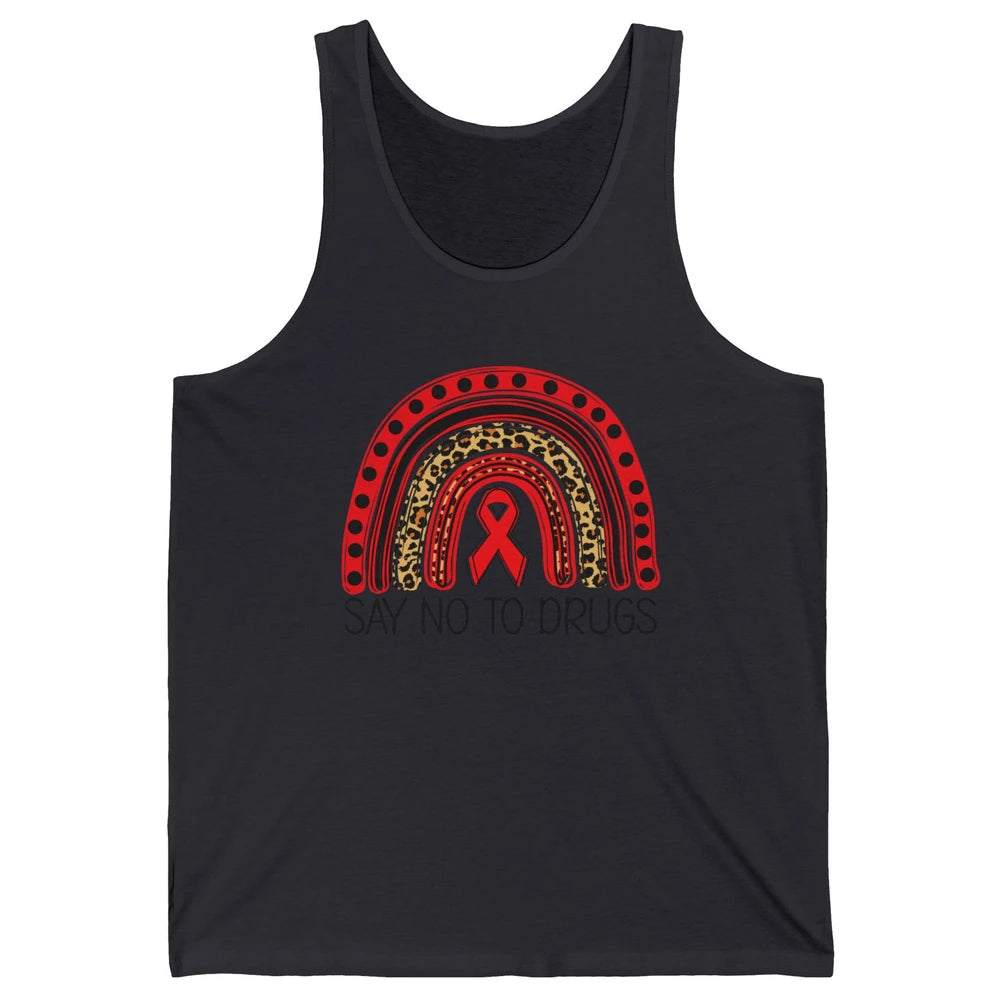 Red Ribbon Week Awareness Leopard Rainbow Say No To Drugs Unisex Jersey Tank