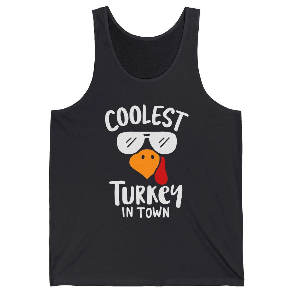 Coolest Turkey in Town Thanksgiving Dinner Funny Turkey Day Unisex Jersey Tank