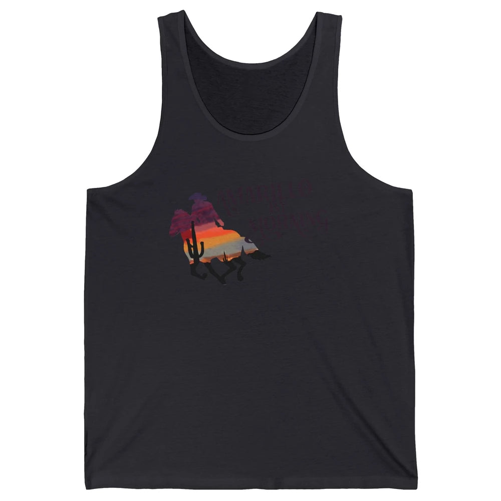 Retro Sunset Cowboy Amarillo By Morning Western Country Unisex Jersey Tank