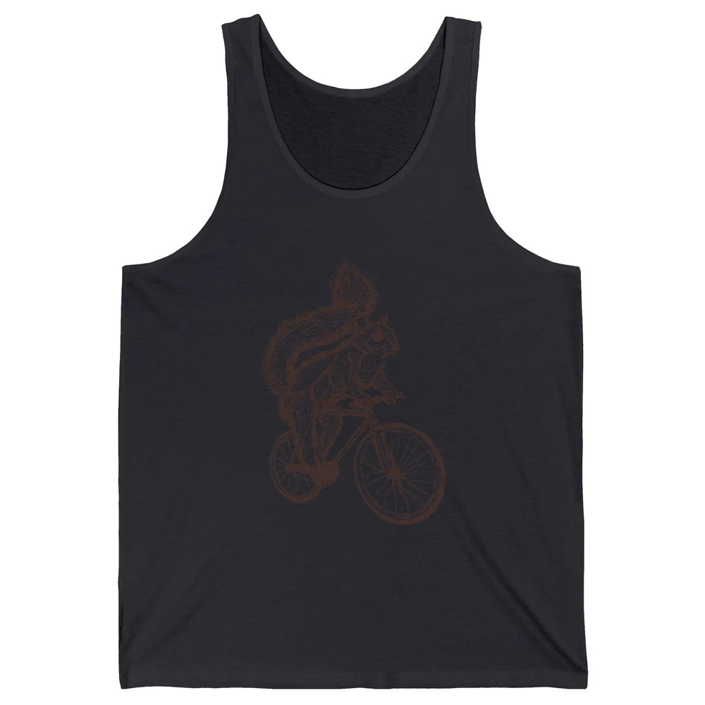 Funny Squirrel Riding A Bicycle Drawn Bike Squirrel Lovers Unisex Jersey Tank