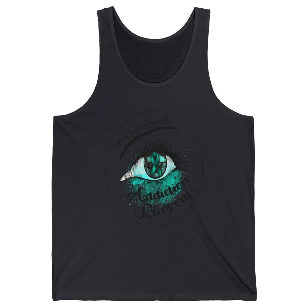 Addiction Awareness Seeing Life Differently Eye Teal Ribbon Unisex Jersey Tank