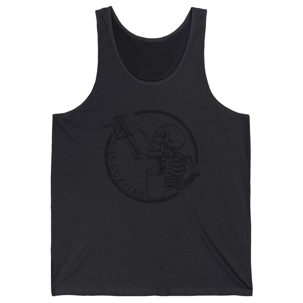 Funny Skeleton Gas Guzzler Sarcastic Skeleton Halloween Unisex Jersey Tank
