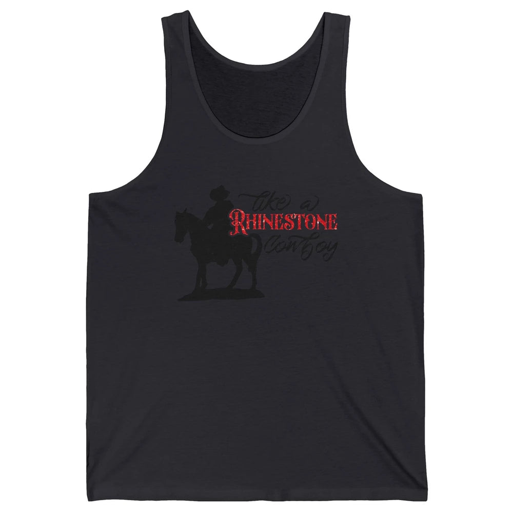 Cowboy Riding Horse Rhinestone Cowboy Western Country Gift Unisex Jersey Tank