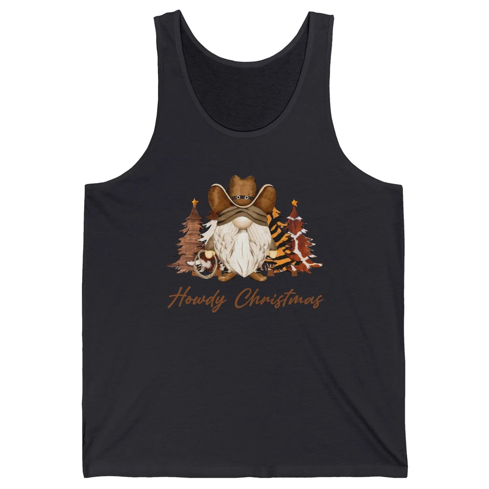 Retro Leopard Cowboy Gnome Howdy Christmas Western Holiday Unisex Jersey Tank