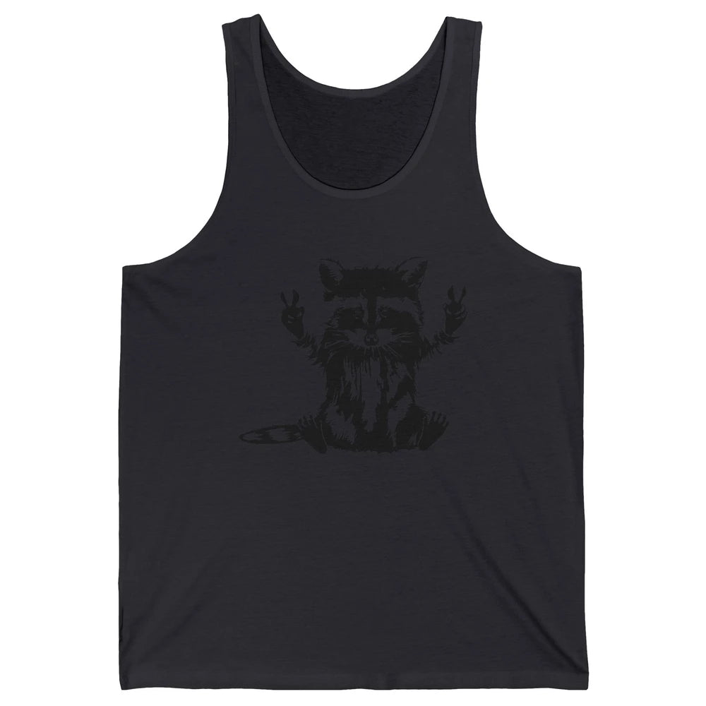 Funny Racoon Peace Sign Trashed Racoon Panda Lovers Gift Unisex Jersey Tank