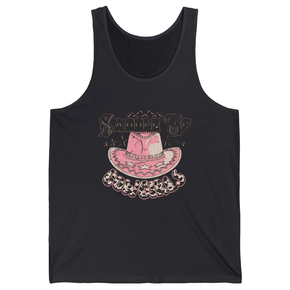 Cowgirl Hat Cow Print Saddle Up Cowgirl Western Country Gift Unisex Jersey Tank