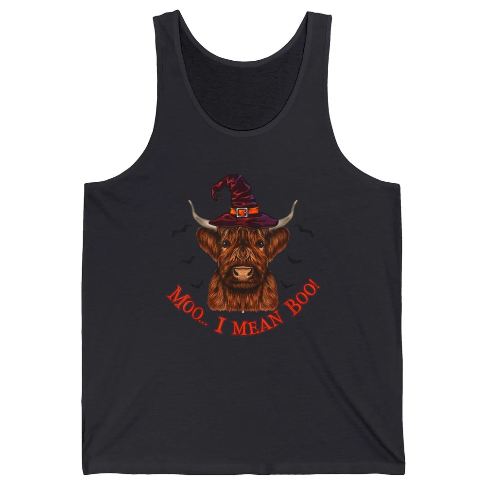 Funny Moo I Mean Boo Ghost Cow Spooky Farm Witch Halloween Unisex Jersey Tank