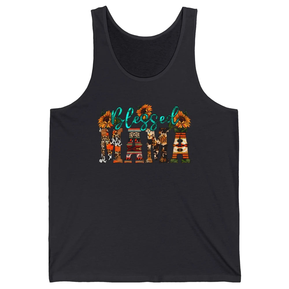 Leopard Sunflower Blessed Mama Western Mama Mothers Day Unisex Jersey Tank