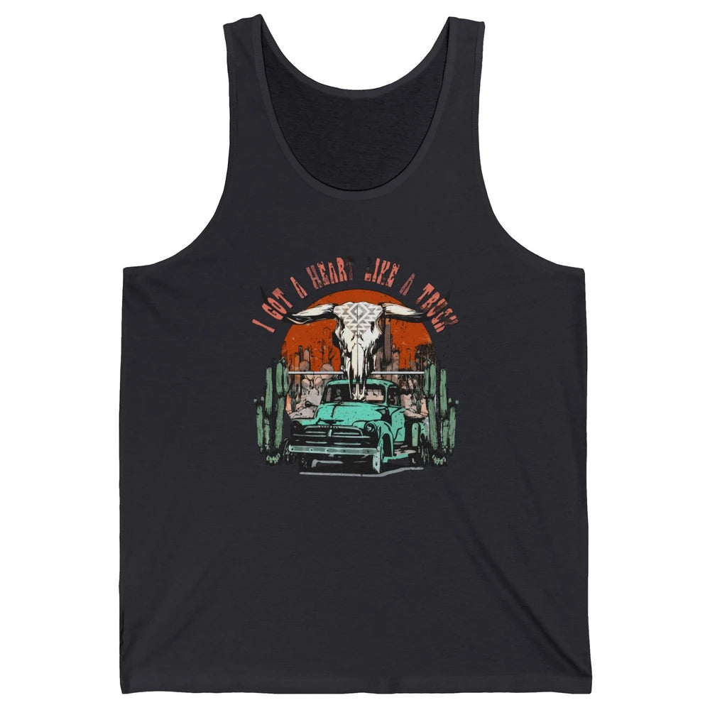 Desert Bull Skull Got A Heart Like A Truck Western Valentine Unisex Jersey Tank