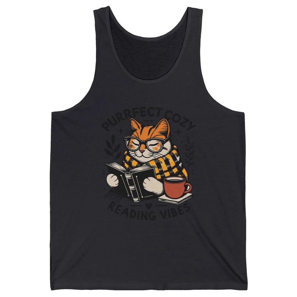 Funny Bookish Cat Purrfect Cozy Reading Vibes Winter Reading Unisex Jersey Tank