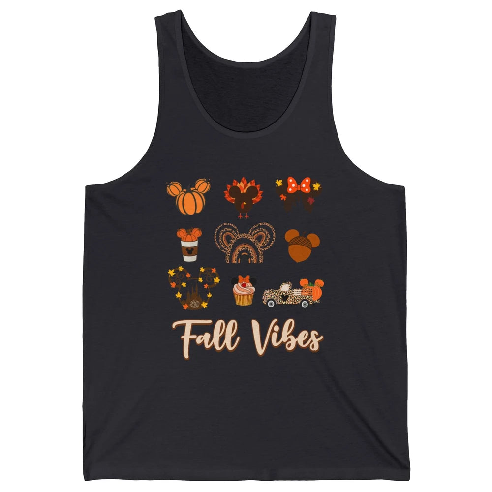 Retro Fall Vibes Pumpkin Turkey Halloween Fall Thanksgiving Unisex Jersey Tank