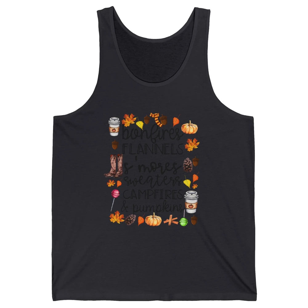 Fall Stuff Pumpkins Falling Leaves Campfire Halloween Autumn Unisex Jersey Tank