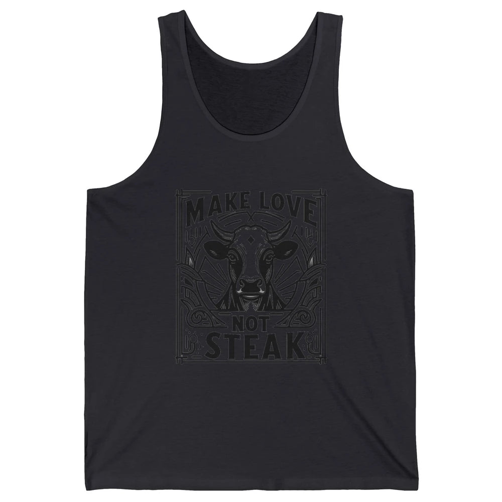 Funny Make Love Not Steak Cow Retro Sarcastic Vintage Cow Unisex Jersey Tank