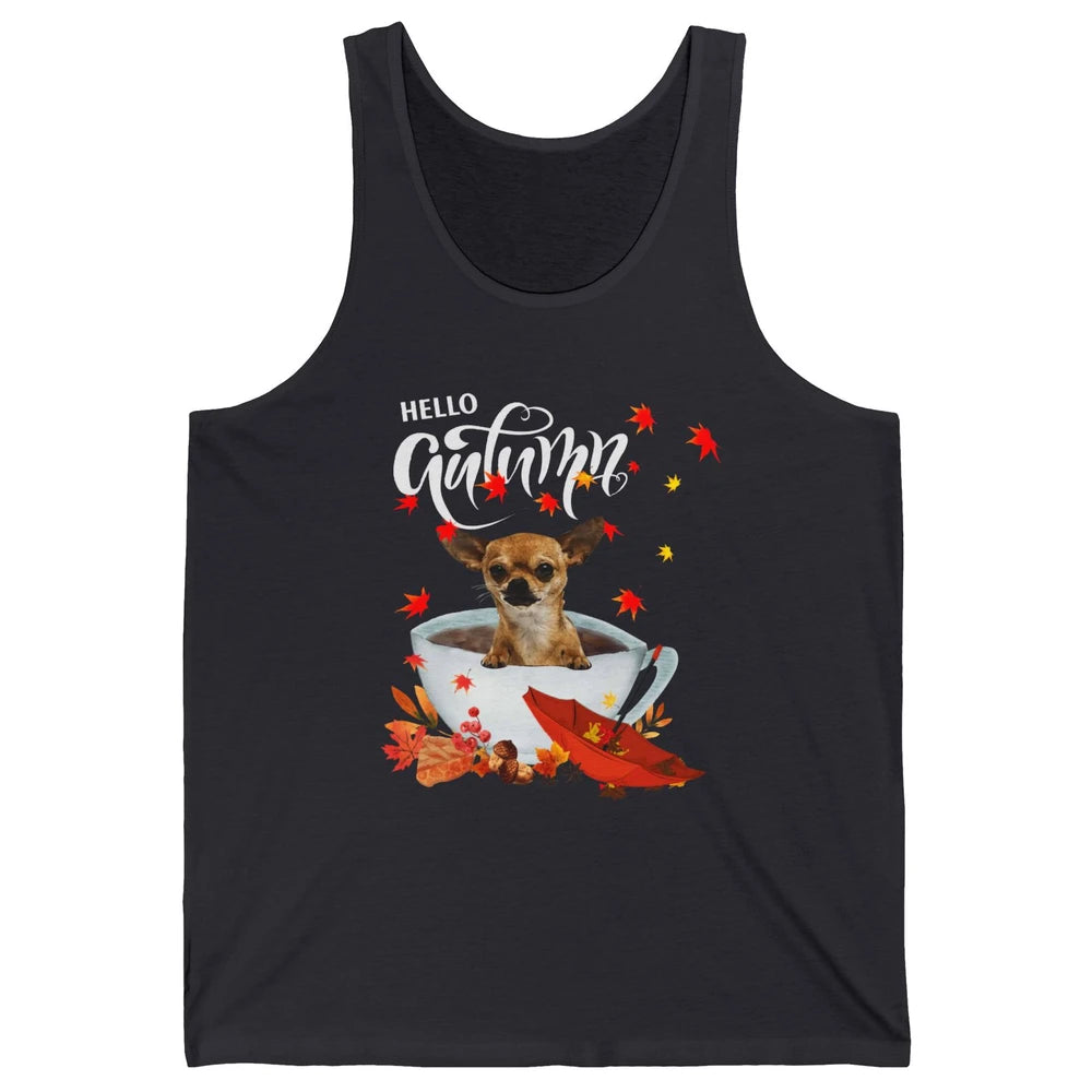 Chihuahua Autumn Dog And Coffee Fall Thanksgiving Chihuahua Unisex Jersey Tank