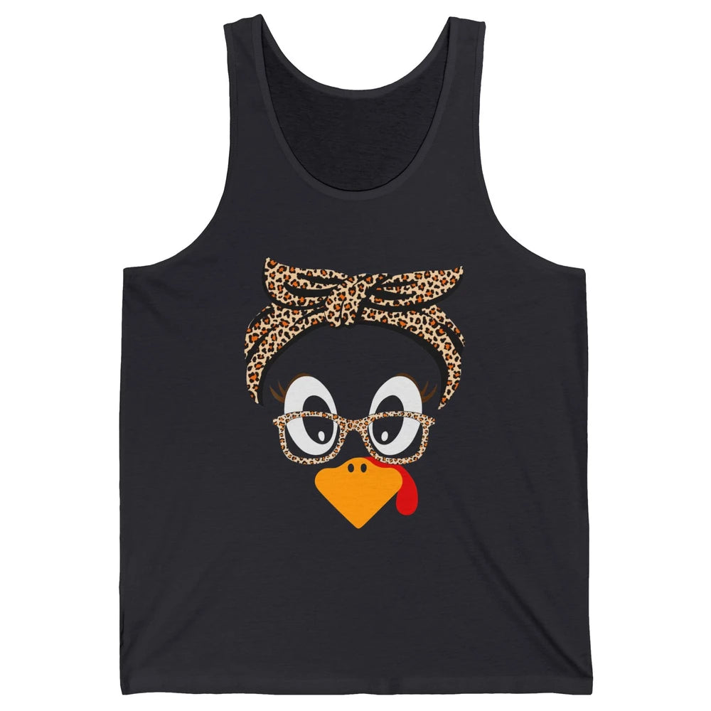 Cute Turkey Mom Leopard Glasses Thanksgiving Fall Turkey Day Unisex Jersey Tank