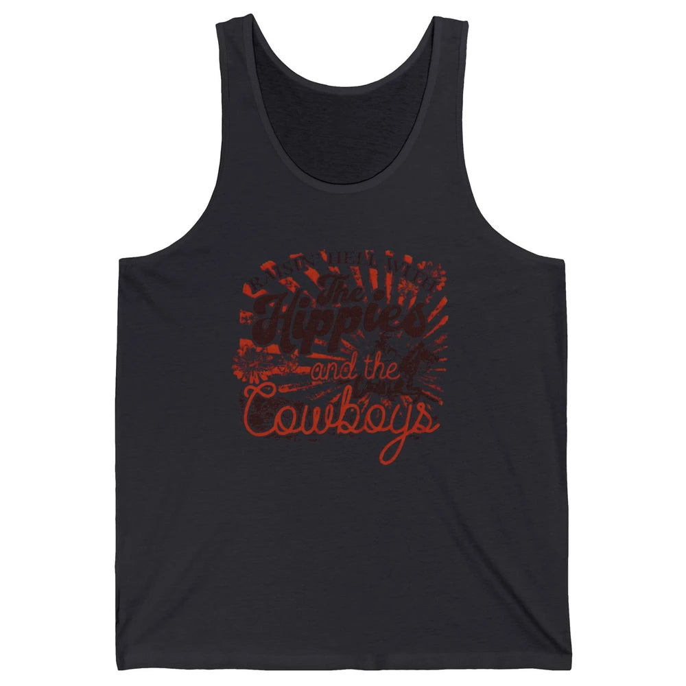 Retro Raisin' Hell With The Hippies And The Cowboys Country Unisex Jersey Tank