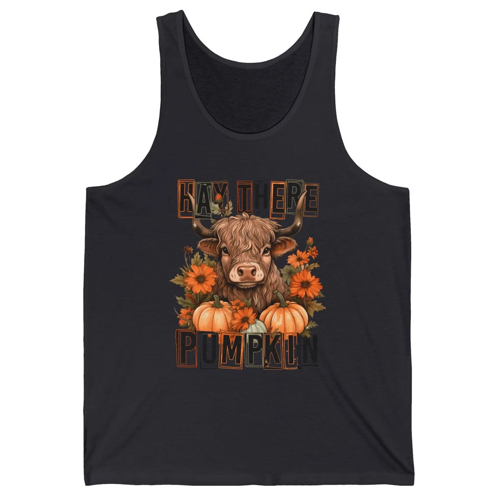Hay Fall Highland Cow Pumpkin Western Country Farm Autumn Unisex Jersey Tank