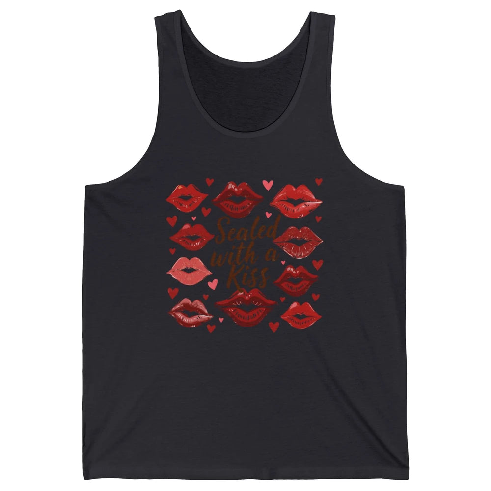 Sealed With A Kiss Sexy Red Lips Happy Valentine's Day Heart Love Unisex Jersey Tank