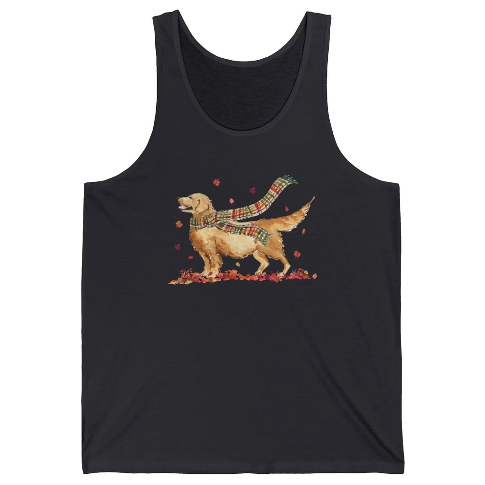 Funny Golden Retriever Autumn Falling Leaves Halloween Fall Unisex Jersey Tank