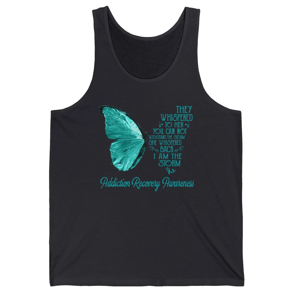 Addiction Recovery Awareness Ribbon Butterfly I'm The Storm Unisex Jersey Tank