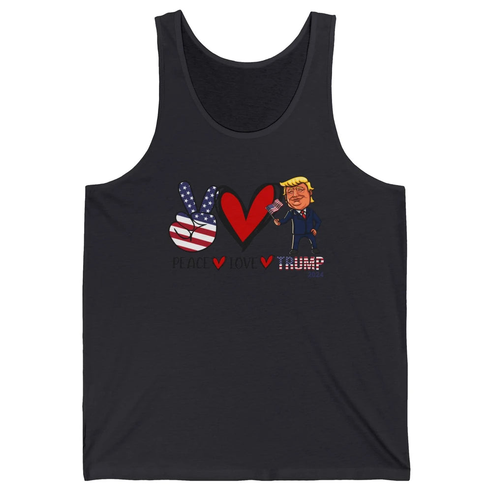 Peace Love Trump 2024 US Flag President Trump Return Support Unisex Jersey Tank