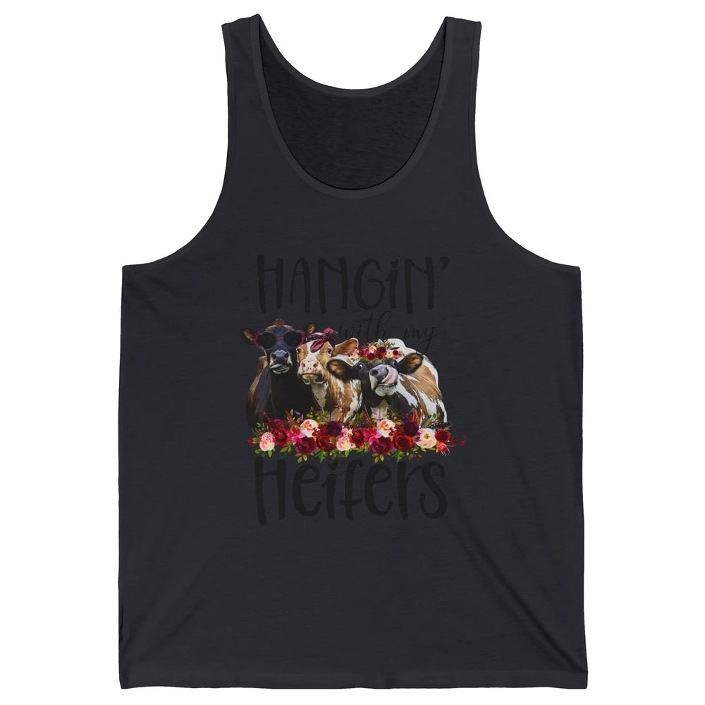 Funny Floral Heifer Hanging With My Heifer Cow Castle Farmer Unisex Jersey Tank