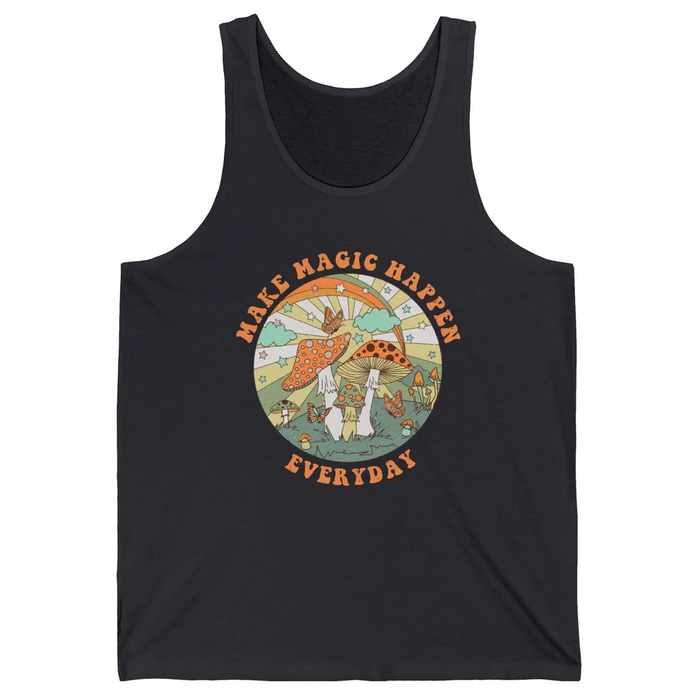 Retro Groovy Make Magic Happen Mushroom Hippie Botanical Unisex Jersey Tank