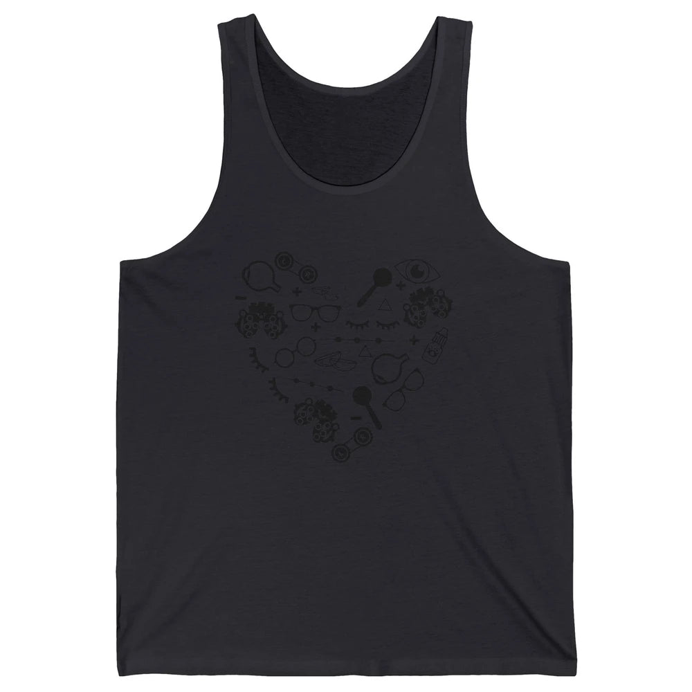 Optometry Symbols Heart Eyeglasses Spectacles Optician Life Unisex Jersey Tank