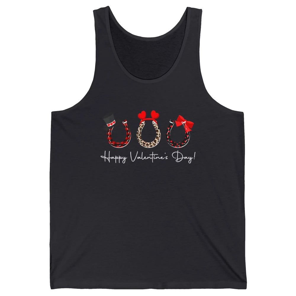Leopard Red Plaid Heart Love Horseshoes Horse Lover Happy Valentine's Day Unisex Jersey Tank