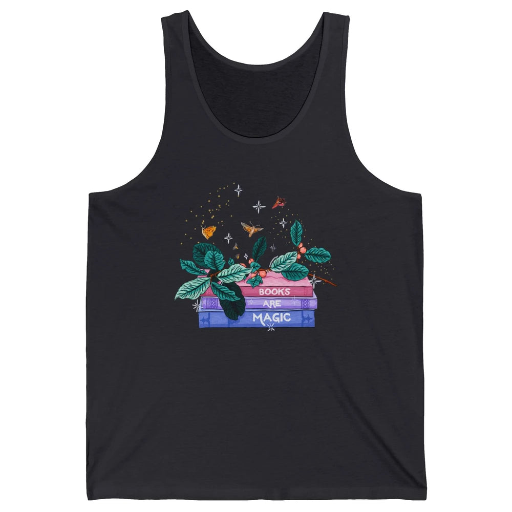 Aesthetic Books Are Magic Butterfly Floral Bookish Plant Unisex Jersey Tank