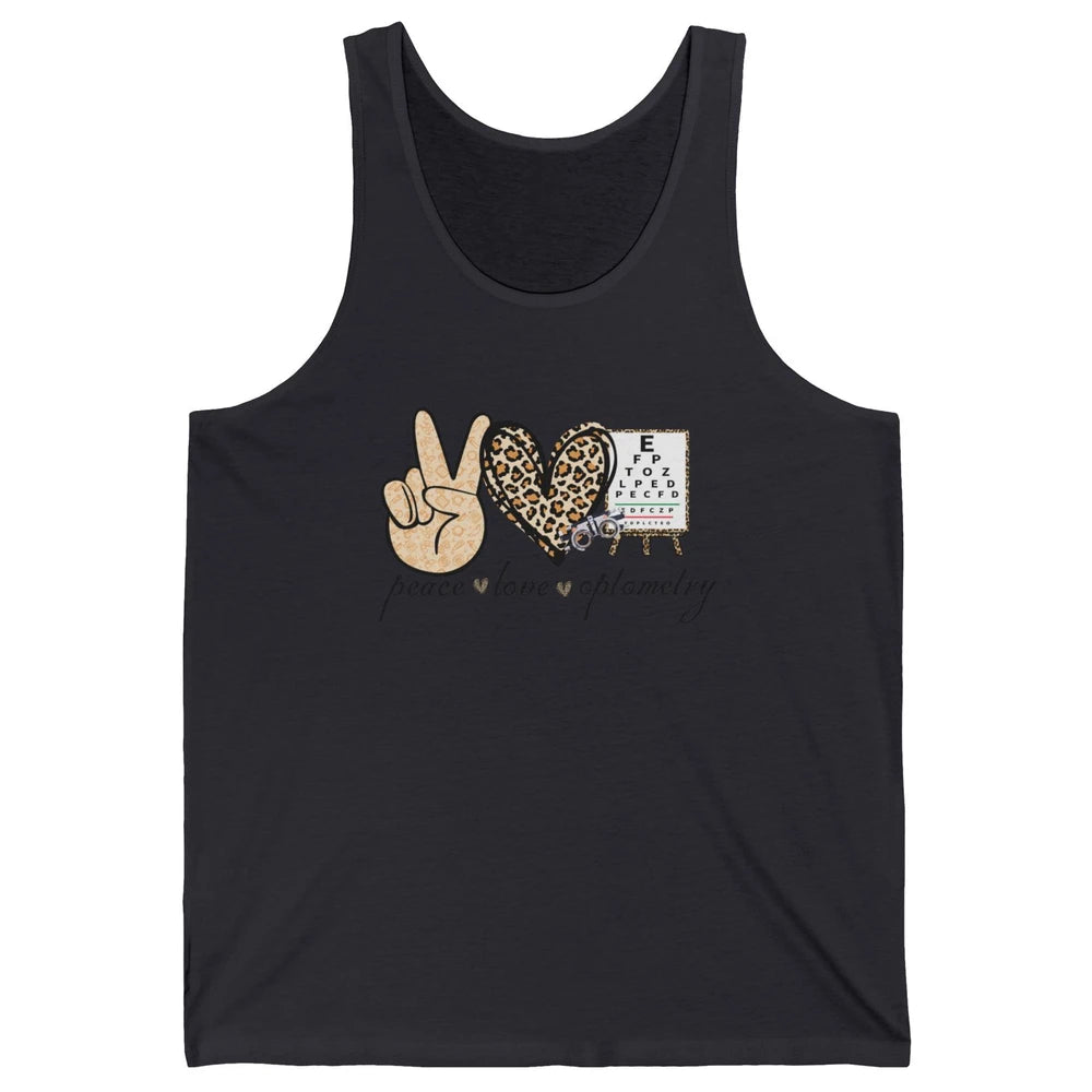 Peace Love Optometry Leopard Optometrist Optician Life Gift Unisex Jersey Tank